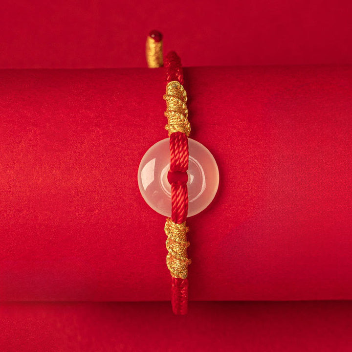 Buddha Stones, weißes Chalcedon-Friedensarmband mit Schnalle und Verbindungsknoten - image 2