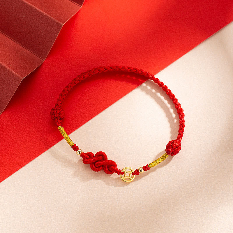 Buddha Stones, Ruyi-Knoten, Kupfermünze, geflochtenes Schutzarmband - image 1