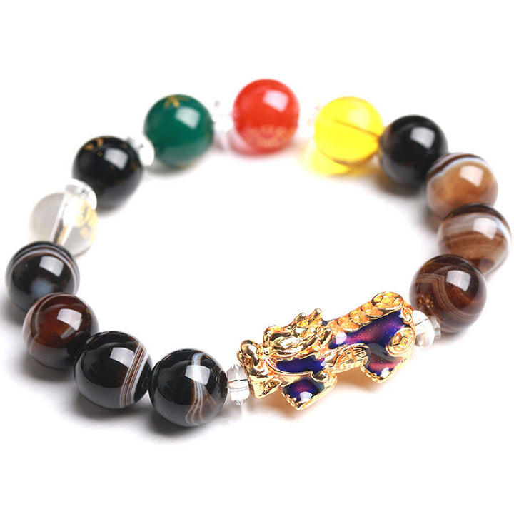 Buddha Stones, Sardonyx-Perlen, Fünf Elemente, Farbwechsel, Pi Xiu, Positives Armband - 12 mm - image 0