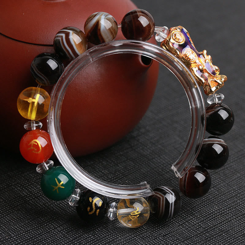 Buddha Stones, Sardonyx-Perlen, Fünf Elemente, Farbwechsel, Pi Xiu, Positives Armband - image 1