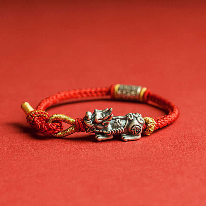 Buddha Stones ​​925 Sterling Silber Pixiu Om Mani Padme Hum Schutzarmband - 18-19 cm - image 0