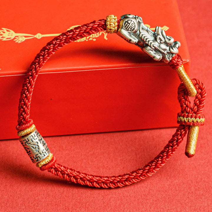 Buddha Stones ​​925 Sterling Silber Pixiu Om Mani Padme Hum Schutzarmband - image 2