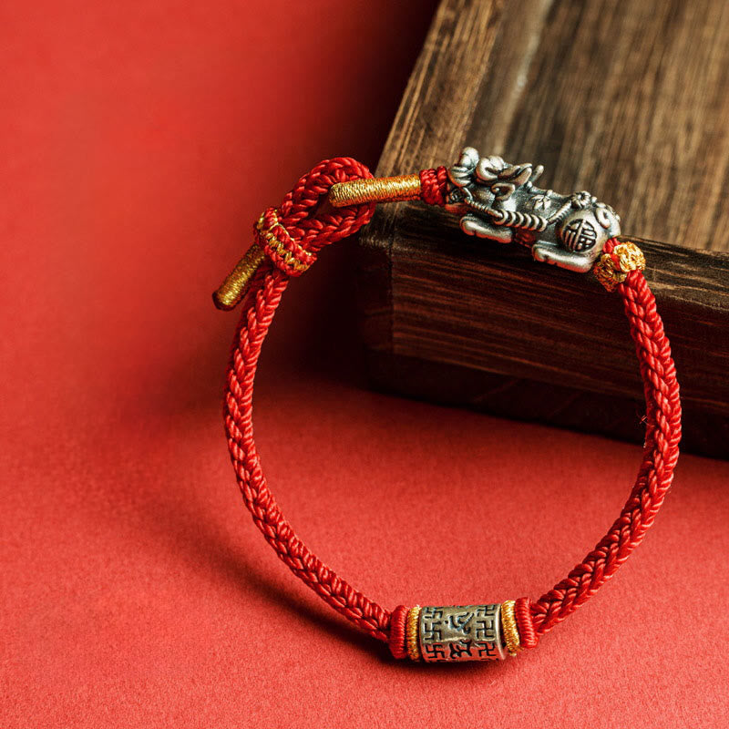 Buddha Stones ​​925 Sterling Silber Pixiu Om Mani Padme Hum Schutzarmband - image 3