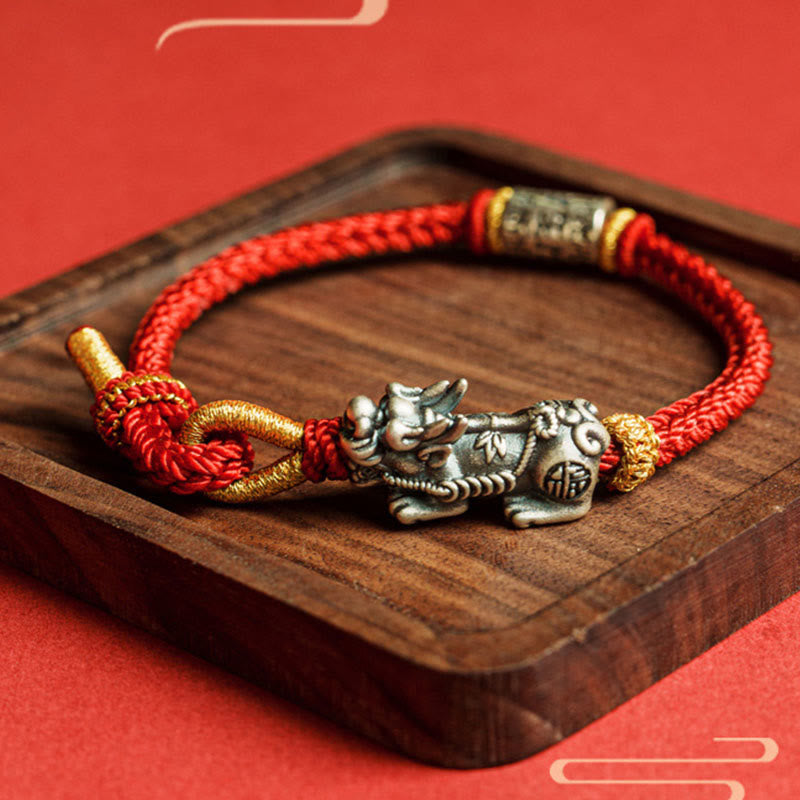 Buddha Stones ​​925 Sterling Silber Pixiu Om Mani Padme Hum Schutzarmband - image 1