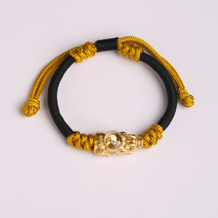 Buddha Stones ​​Pi Xiu Reichtum Glück Handgewebtes Seilarmband - Schwarz-gelbes Seil (Handgelenkumfang: 14-24 cm) - image 8