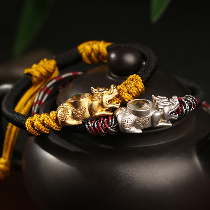 Buddha Stones ​​Pi Xiu Reichtum Glück Handgewebtes Seilarmband - image 0