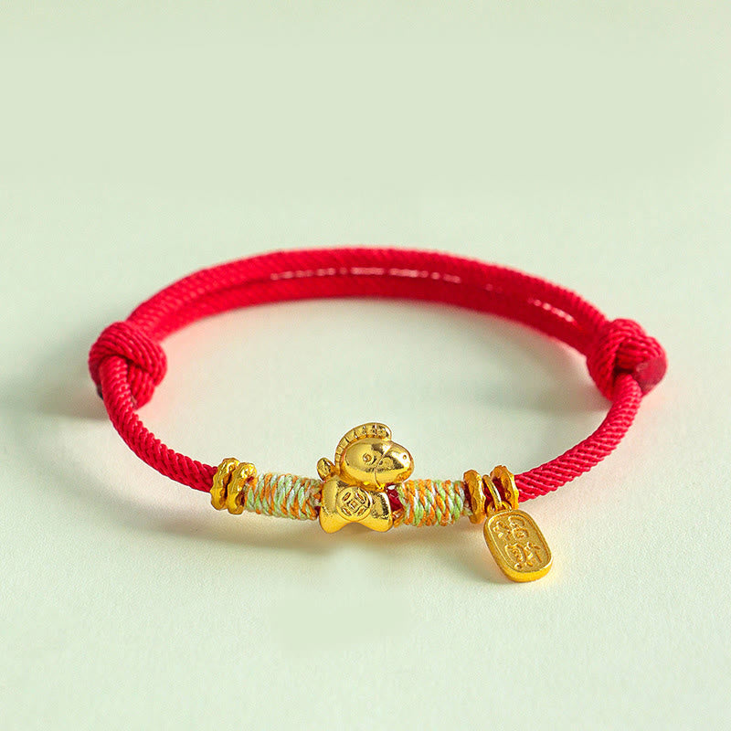 Buddha Stones ​​Jahr des Pferdes Rote Schnur Schwarze Schnur Glücksbringer Geflochtenes Verbindungsarmband - Rotes Band (Handgelenkumfang: 15-19 cm) - image 1