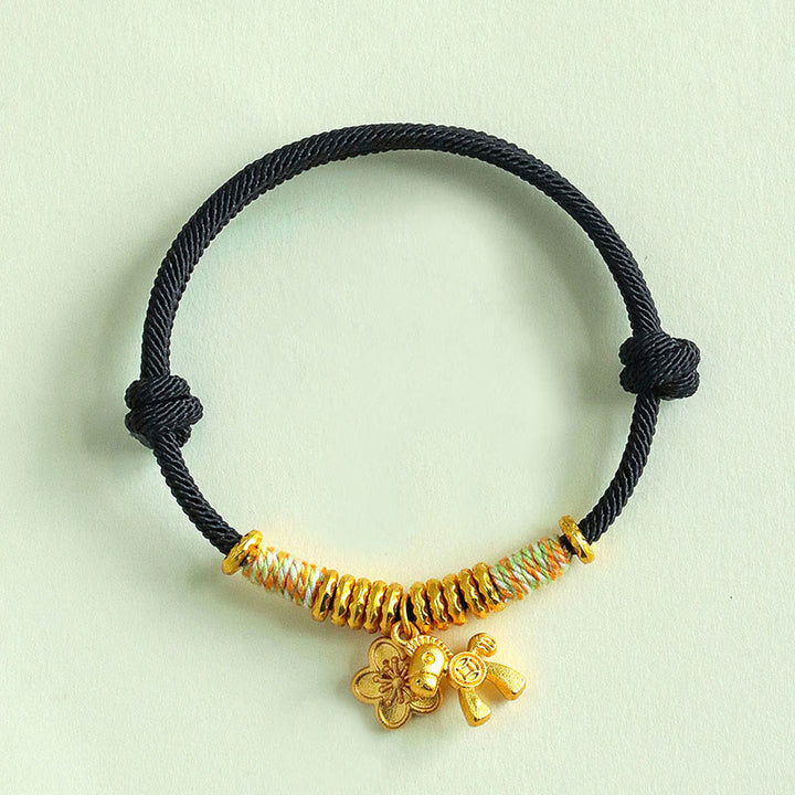 Buddha Stones, Jahr des Pferdes, Blumenanhänger, rote Schnur, handgefertigtes Armband - Schwarzes Band (Handgelenkumfang: 15-19 cm) - image 12