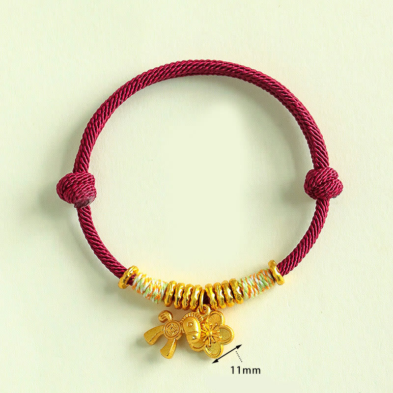 Buddha Stones, Jahr des Pferdes, Blumenanhänger, rote Schnur, handgefertigtes Armband - image 10