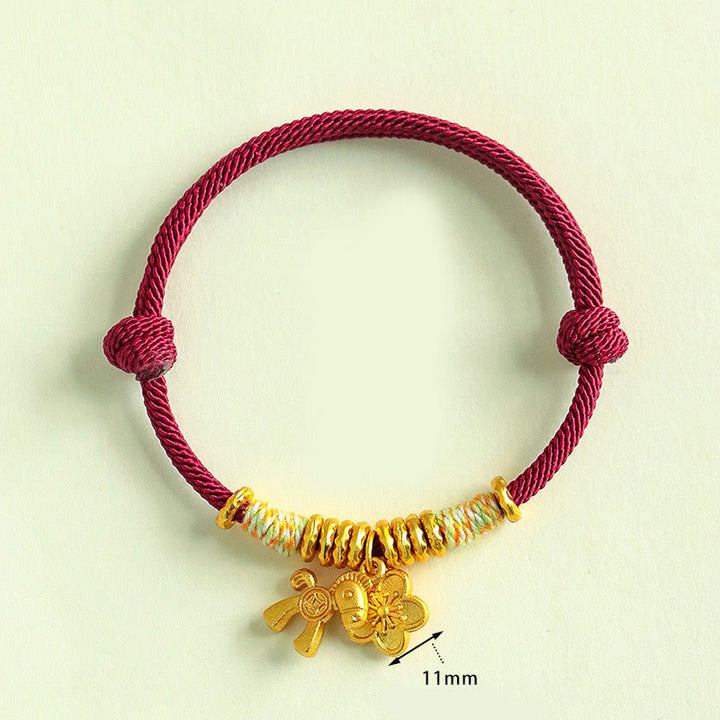 Buddha Stones, Jahr des Pferdes, Blumenanhänger, rote Schnur, handgefertigtes Armband - image 10