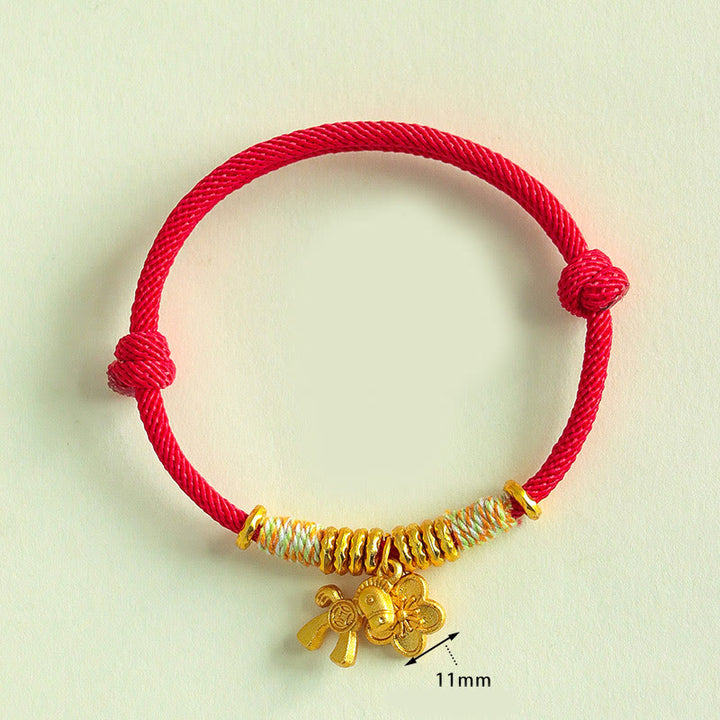 Buddha Stones, Jahr des Pferdes, Blumenanhänger, rote Schnur, handgefertigtes Armband - image 3