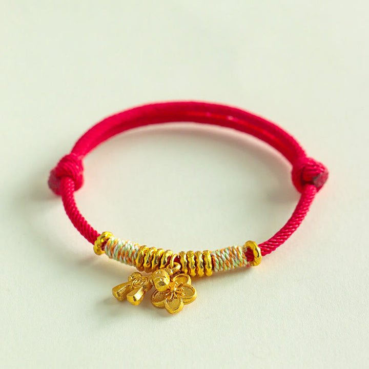 Buddha Stones, Jahr des Pferdes, Blumenanhänger, rote Schnur, handgefertigtes Armband - image 1