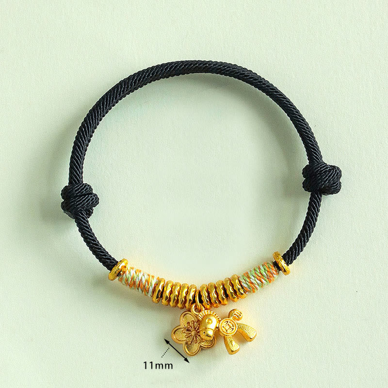 Buddha Stones, Jahr des Pferdes, Blumenanhänger, rote Schnur, handgefertigtes Armband - image 14