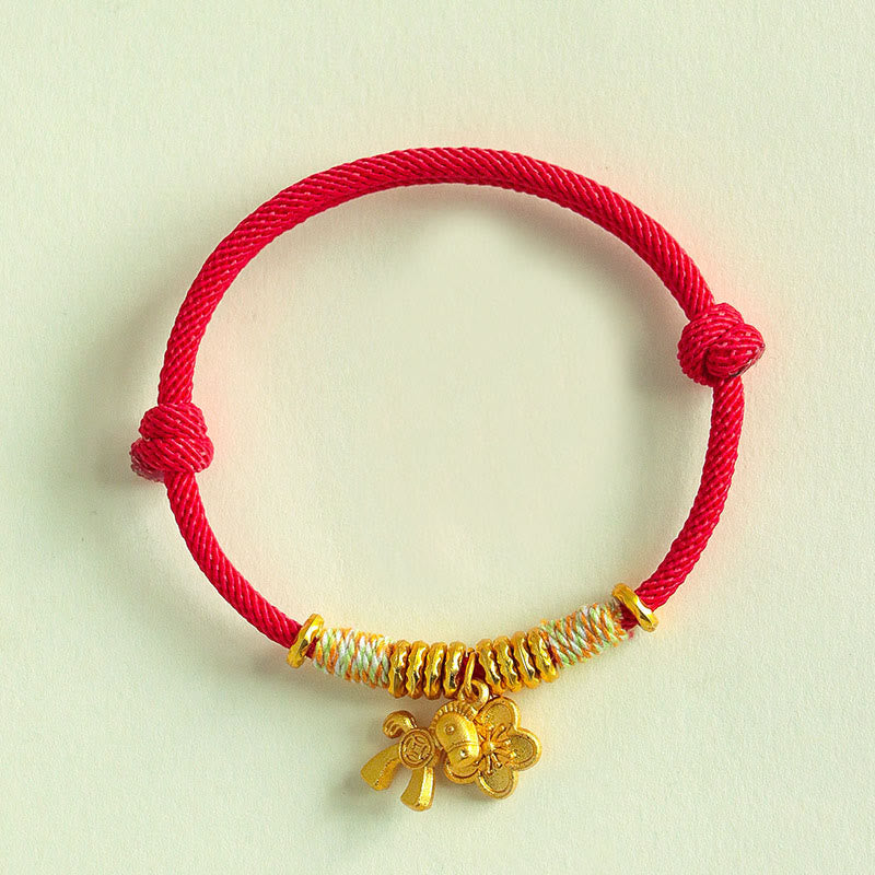 Buddha Stones, Jahr des Pferdes, Blumenanhänger, rote Schnur, handgefertigtes Armband - Rotes Band (Handgelenkumfang: 15-19 cm) - image 0