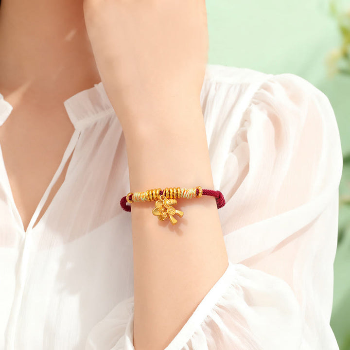Buddha Stones, Jahr des Pferdes, Blumenanhänger, rote Schnur, handgefertigtes Armband - image 11