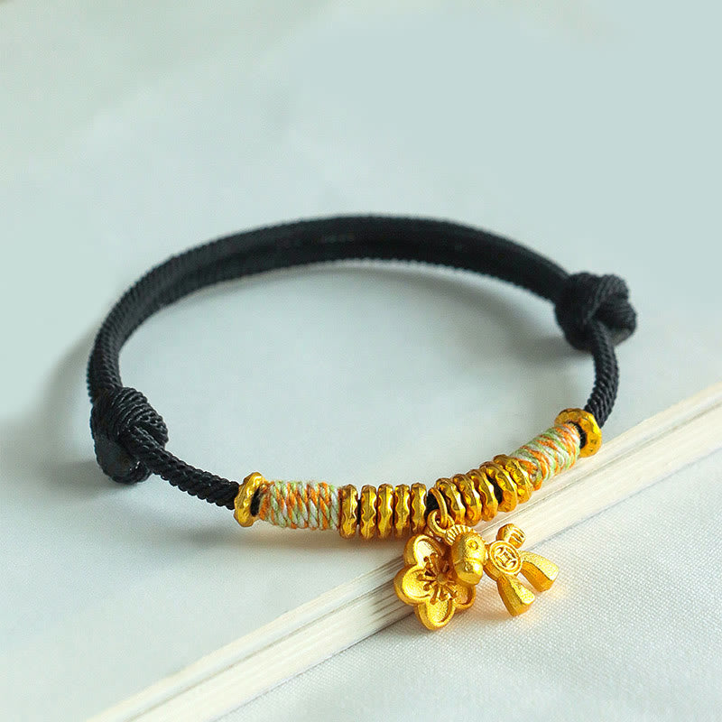 Buddha Stones, Jahr des Pferdes, Blumenanhänger, rote Schnur, handgefertigtes Armband - image 13