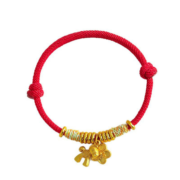 Buddha Stones, Jahr des Pferdes, Blumenanhänger, rote Schnur, handgefertigtes Armband - image 4