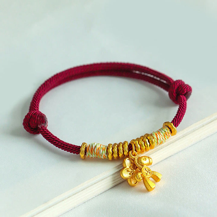 Buddha Stones, Jahr des Pferdes, Blumenanhänger, rote Schnur, handgefertigtes Armband - image 9