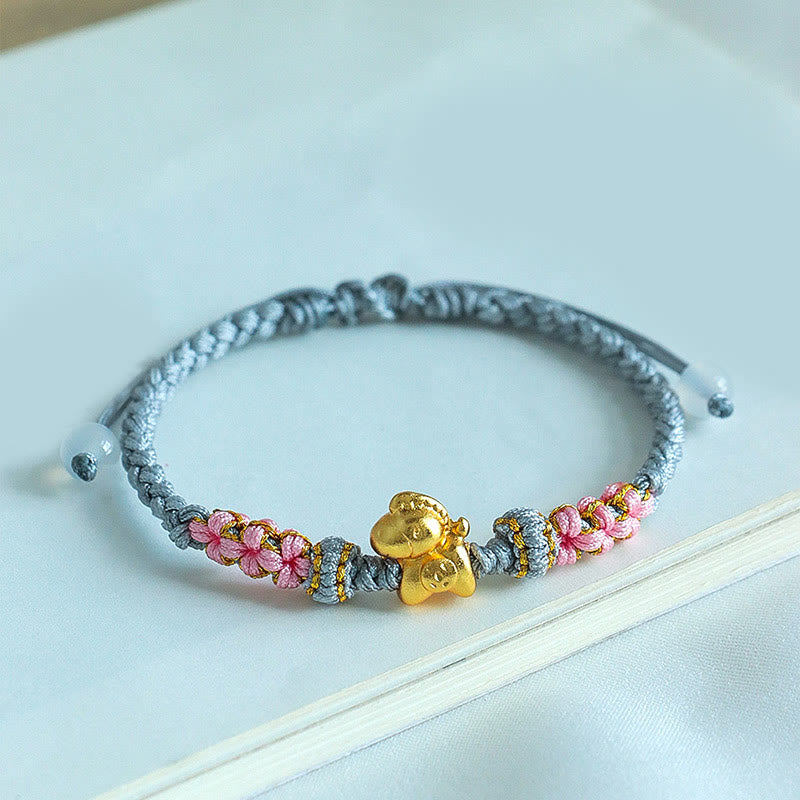 Buddha Stones ​​Jahr des Pferdes Mehrfarbiges Armband mit Pfirsichblütenknoten und rotem Faden - image 19