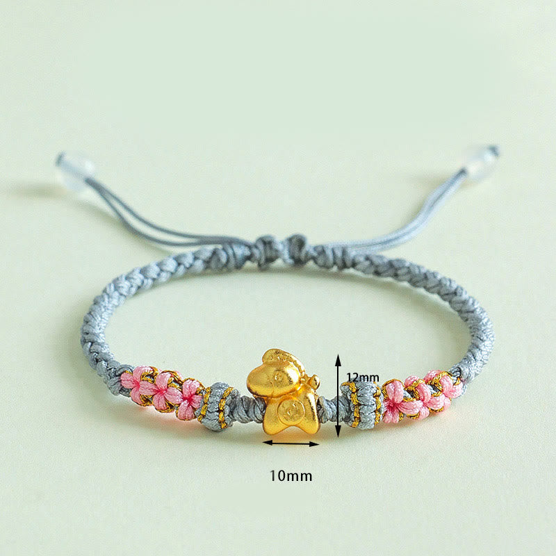Buddha Stones ​​Jahr des Pferdes Mehrfarbiges Armband mit Pfirsichblütenknoten und rotem Faden - image 17