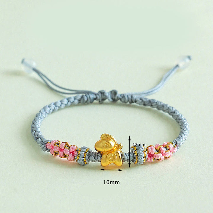 Buddha Stones ​​Jahr des Pferdes Mehrfarbiges Armband mit Pfirsichblütenknoten und rotem Faden - image 17