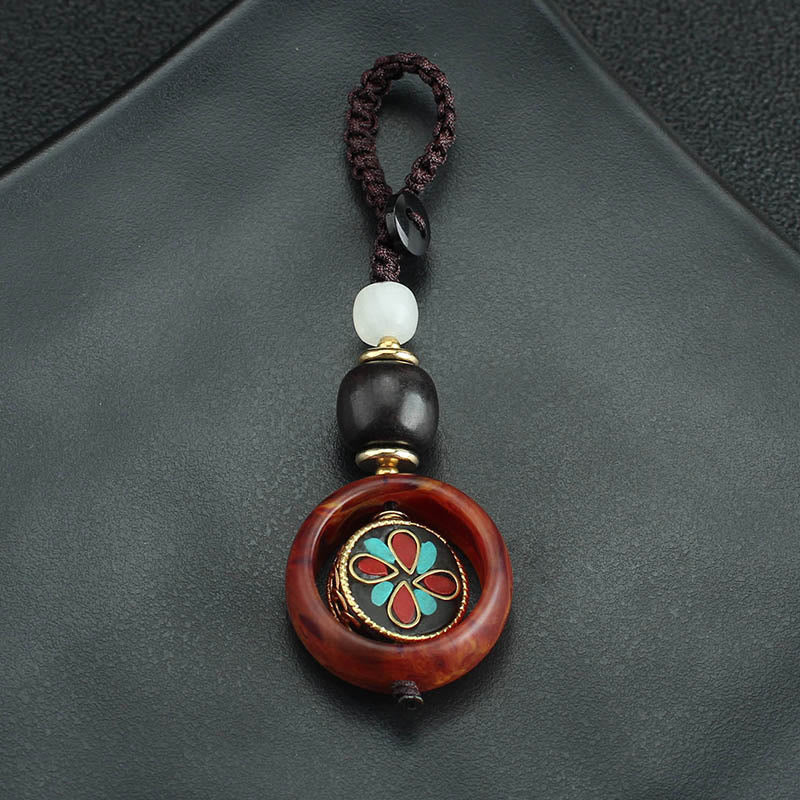Buddha Stones, Ebenholz, Sanskrit, vierblättriges Kleeblatt, Buddhas Auge, Frieden, drehbarer Schlüsselanhänger - image 9