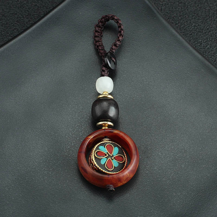 Buddha Stones, Ebenholz, Sanskrit, vierblättriges Kleeblatt, Buddhas Auge, Frieden, drehbarer Schlüsselanhänger - image 9