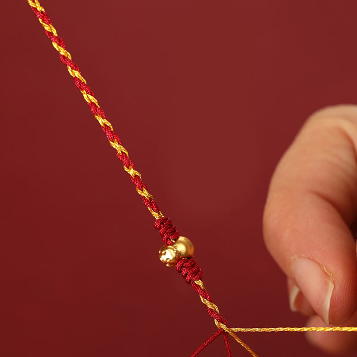 Buddha Stones, 999er Goldperlen, Jahr des Pferdes, doppelt gewickeltes goldrotes Armband - image 4