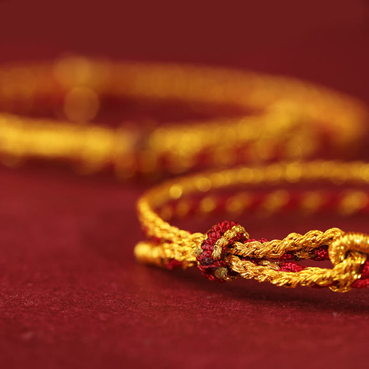 Buddha Stones, 999er Goldperlen, Jahr des Pferdes, doppelt gewickeltes goldrotes Armband - image 13