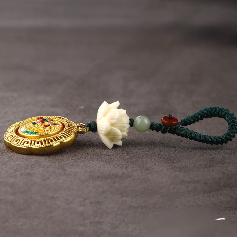 Buddha Stones, Bodhi-Samen, Lotus-Hetian-Jade-Perle, drehbarer Friedens-Schlüsselanhänger aus Kupfer - image 9