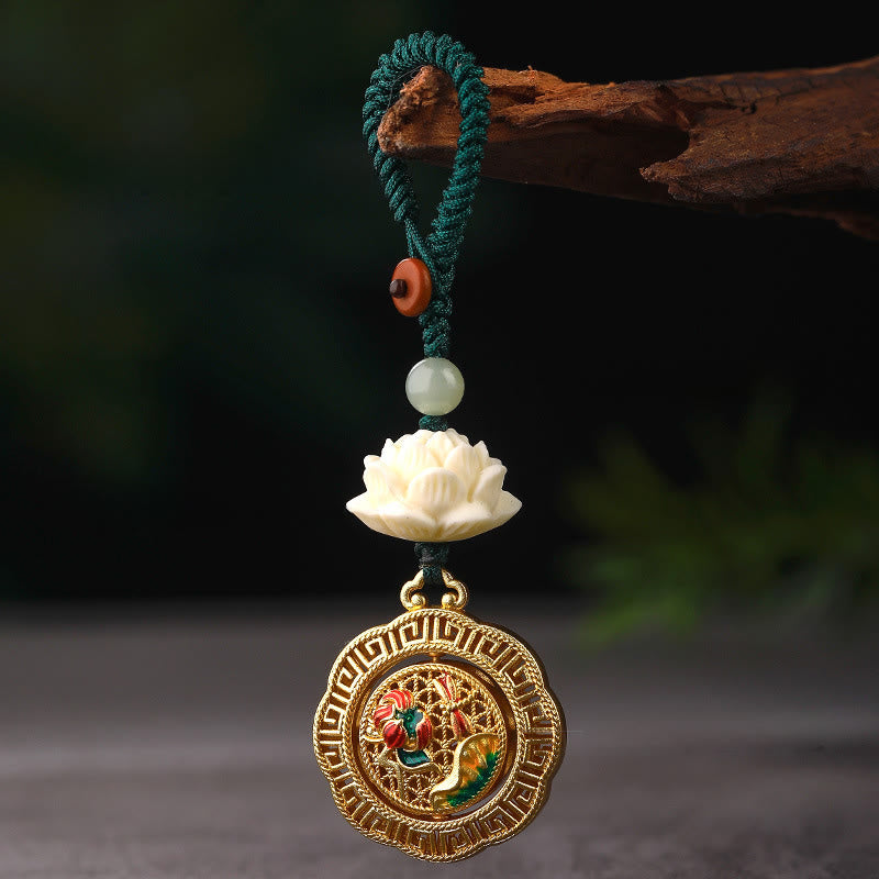 Buddha Stones, Bodhi-Samen, Lotus-Hetian-Jade-Perle, drehbarer Friedens-Schlüsselanhänger aus Kupfer - image 3