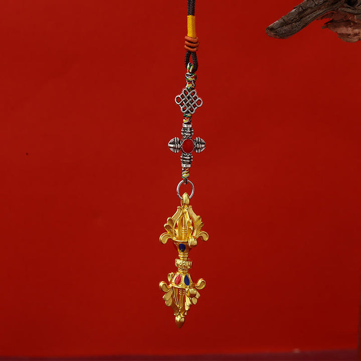 Buddha Stones ​​Vajra-Erleuchtungsseil-Schlüsselanhänger - Gold - image 2