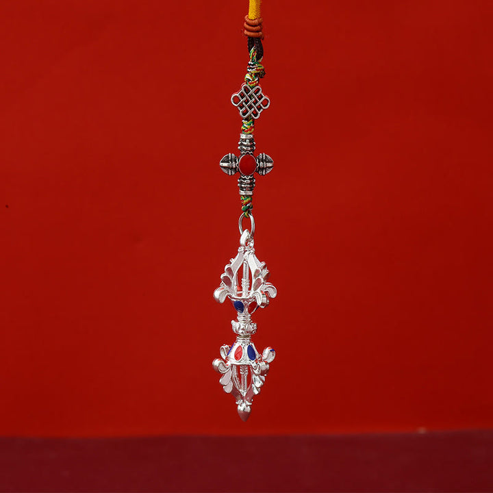 Buddha Stones ​​Vajra-Erleuchtungsseil-Schlüsselanhänger - Silber - image 3