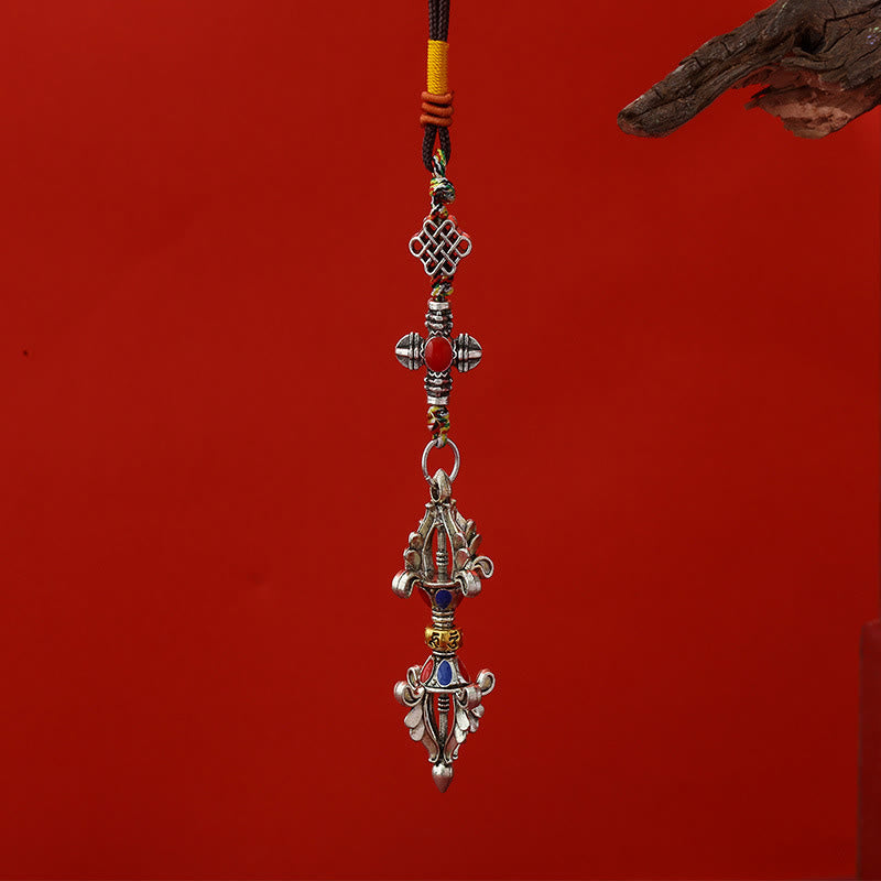Buddha Stones ​​Vajra-Erleuchtungsseil-Schlüsselanhänger - Antikes Silber - image 5