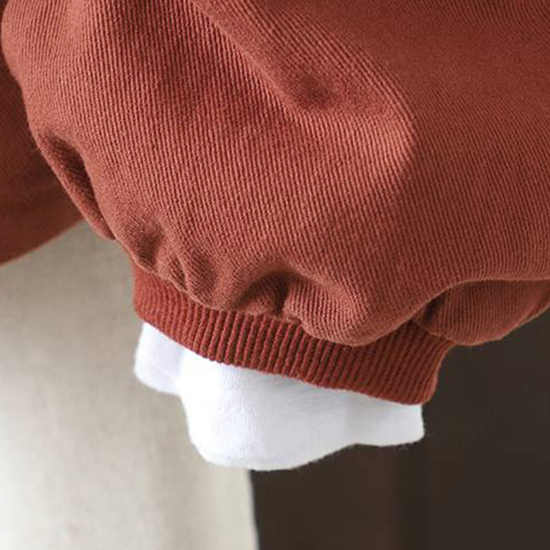 Buddha Stones Herbst-Baumwolljacke mit Knöpfen, langen Ärmeln und Taschen für Damen - image 5