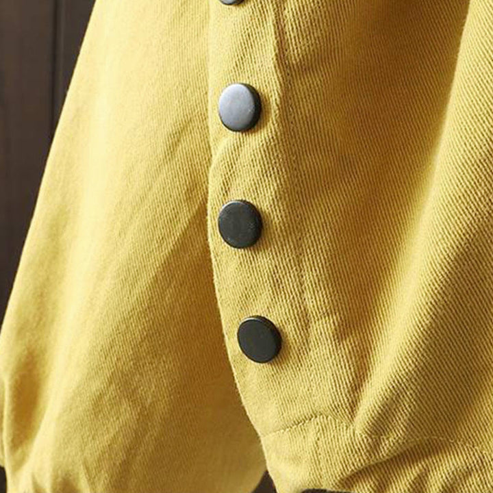 Buddha Stones Herbst-Baumwolljacke mit Knöpfen, langen Ärmeln und Taschen für Damen - image 14