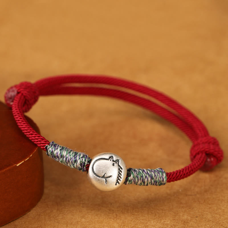 Buddha Stones, 999er Sterlingsilber, Jahr des Pferdes, Chinesisches Tierkreiszeichen, geflochtenes Glücksarmband - image 3