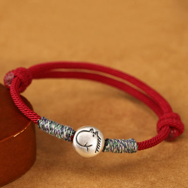 Buddha Stones, 999er Sterlingsilber, Jahr des Pferdes, Chinesisches Tierkreiszeichen, geflochtenes Glücksarmband - image 3