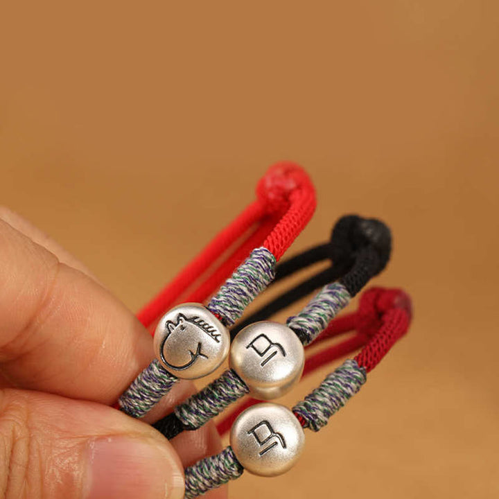 Buddha Stones, 999er Sterlingsilber, Jahr des Pferdes, Chinesisches Tierkreiszeichen, geflochtenes Glücksarmband - image 58