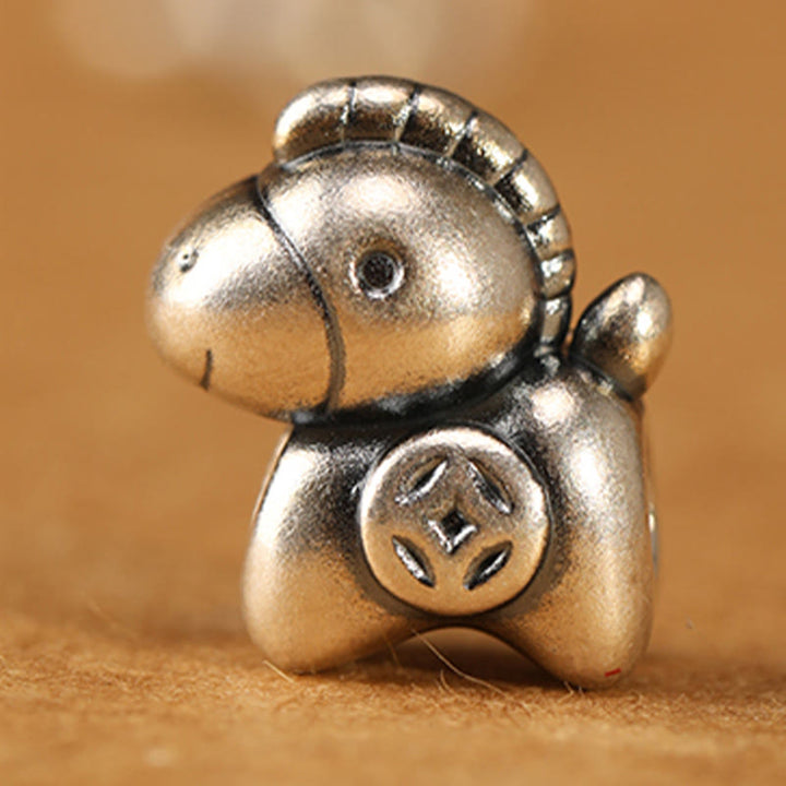 Buddha Stones, 999 Sterling Silber, Jahr des Pferdes, Fu-Zeichen-Anhänger, geflochtenes Glücksarmband - image 6