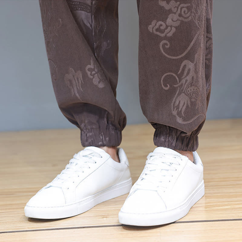 Buddha Stones 2-teiliger Herbst/Winter Herren Tang Anzug Drachenfrosch-Knopf Baumwollcord Langarm Jacke Hosenset mit Taschen - image 11