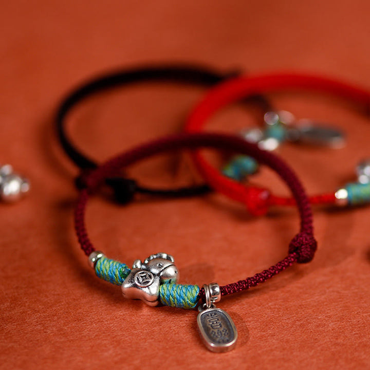 Buddha Stones, 999 Sterling Silber, Jahr des Pferdes, 925 Sterling Silber, Friedens- und Freude-Anhänger, geflochtenes Glücksarmband/Fußkettchen - image 18