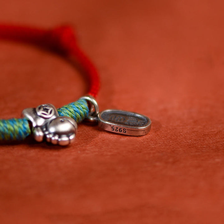 Buddha Stones, 999 Sterling Silber, Jahr des Pferdes, 925 Sterling Silber, Friedens- und Freude-Anhänger, geflochtenes Glücksarmband/Fußkettchen - image 8