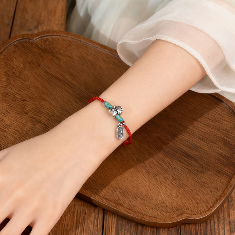 Buddha Stones, 999 Sterling Silber, Jahr des Pferdes, 925 Sterling Silber, Friedens- und Freude-Anhänger, geflochtenes Glücksarmband/Fußkettchen - image 9