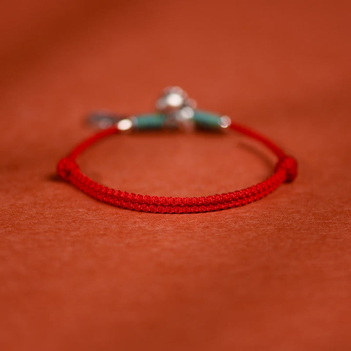 Buddha Stones, 999 Sterling Silber, Jahr des Pferdes, 925 Sterling Silber, Friedens- und Freude-Anhänger, geflochtenes Glücksarmband/Fußkettchen - image 3