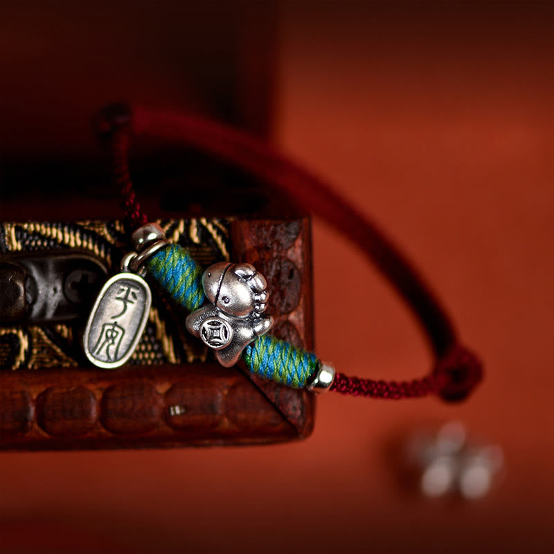 Buddha Stones, 999 Sterling Silber, Jahr des Pferdes, 925 Sterling Silber, Friedens- und Freude-Anhänger, geflochtenes Glücksarmband/Fußkettchen - image 15