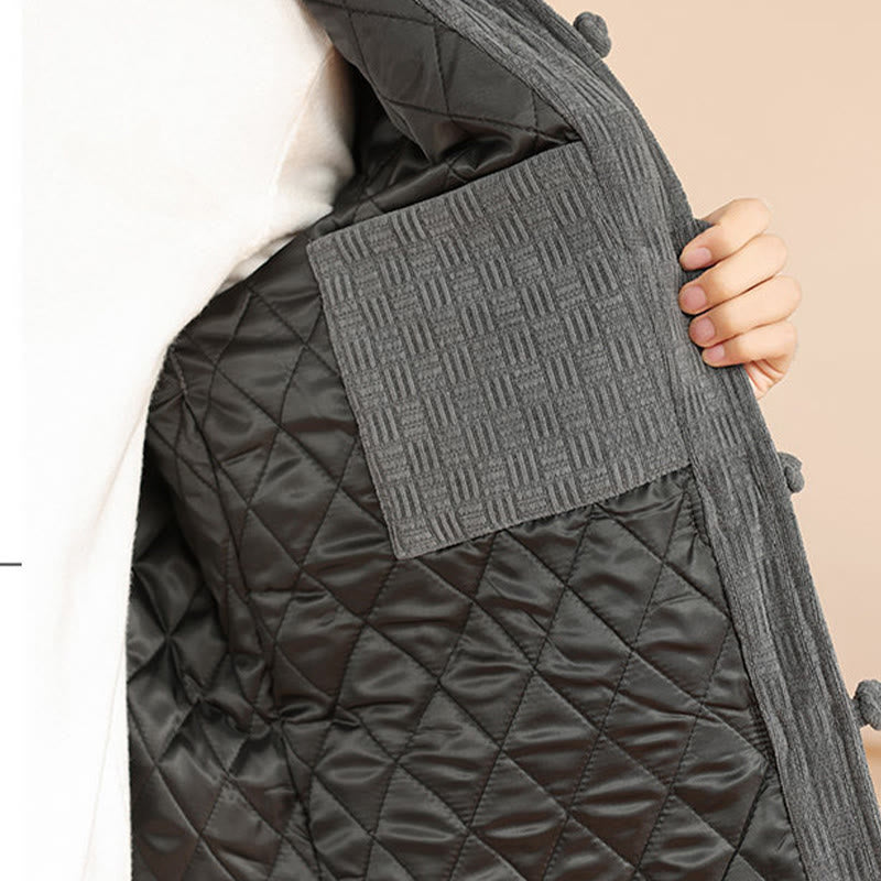 Buddha Stones 2-teiliger Winteranzug für Herren, einfarbig, mit Froschknopfverschluss, Baumwolle, lange Ärmel, Jacke und Hose mit Taschen - image 12