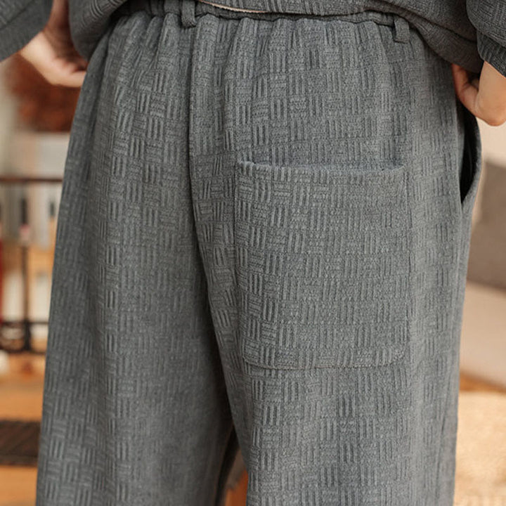 Buddha Stones 2-teiliger Winteranzug für Herren, einfarbig, mit Froschknopfverschluss, Baumwolle, lange Ärmel, Jacke und Hose mit Taschen - image 15