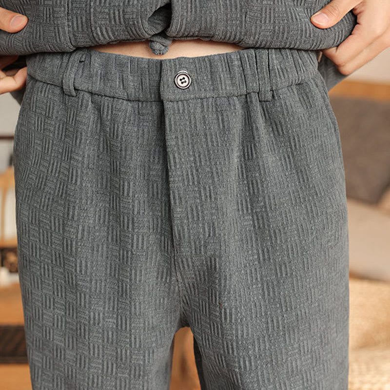 Buddha Stones 2-teiliger Winteranzug für Herren, einfarbig, mit Froschknopfverschluss, Baumwolle, lange Ärmel, Jacke und Hose mit Taschen - image 13