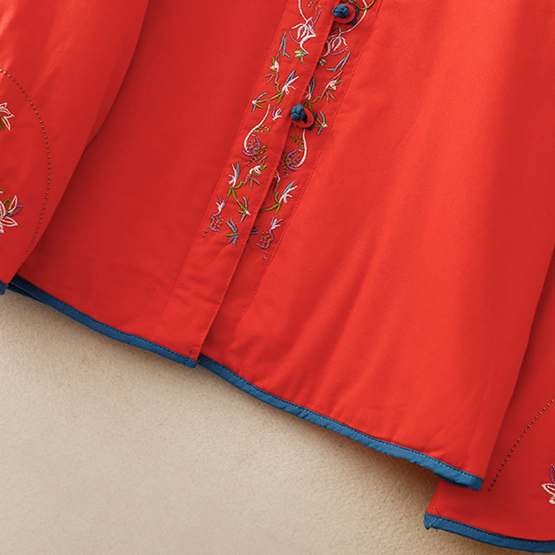 Winterliche Damen-Thermojacke mit Buddha Stones, Winterblumenstickerei, Froschknopfverschluss und langen Ärmeln - image 20